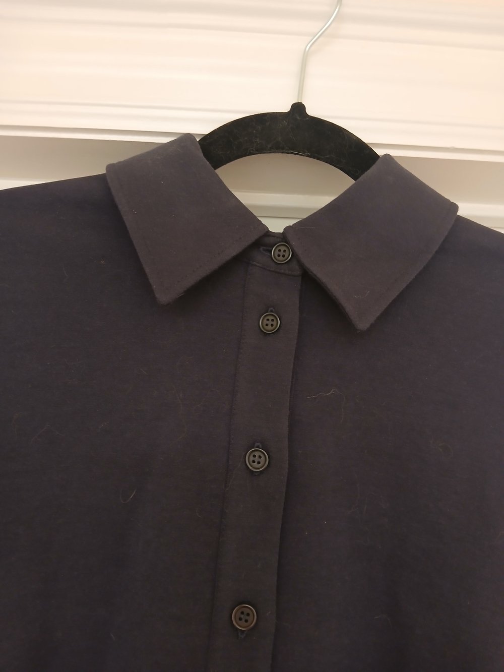 COS Navy Long-Sleeve Button-Front Collared Top - Picture 2 of 8
